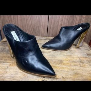 Eugenia Kim  Mules Block Heel Pointed Toe Leather Heels Size 37